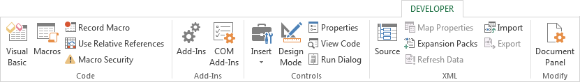 Enable Developer Toolbar in Excel 2010,2013